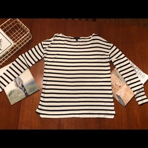 J. Crew Boatneck Navy and White Striped Top
